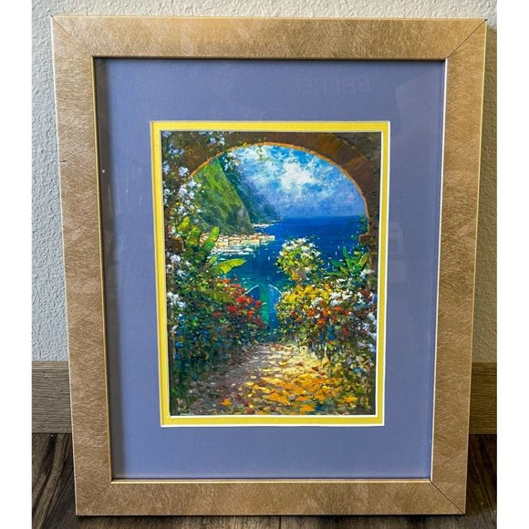 Marko Mavrovich Seriolithograph Print Harbour View w/ COA Gold Frame